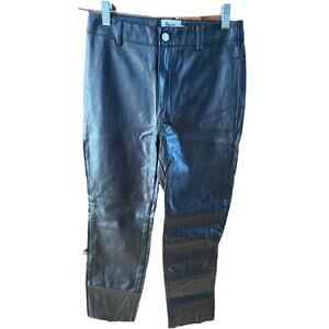 Princess Polly Womens Faux Leather Pants Black Size 4 Raw Hem Straight Leg